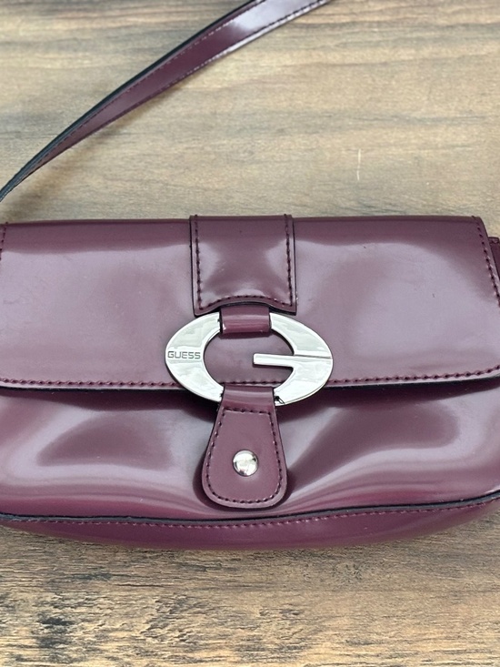Guess Handbags - Vintage Y2K Guess Maroon Patent Finish Shoulder Bag Handbag Buckle Purse 2000's
